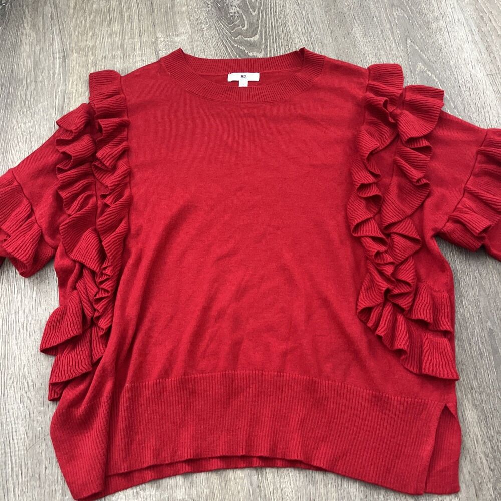 BP Women’s Red Ruffled Sweater Size Small